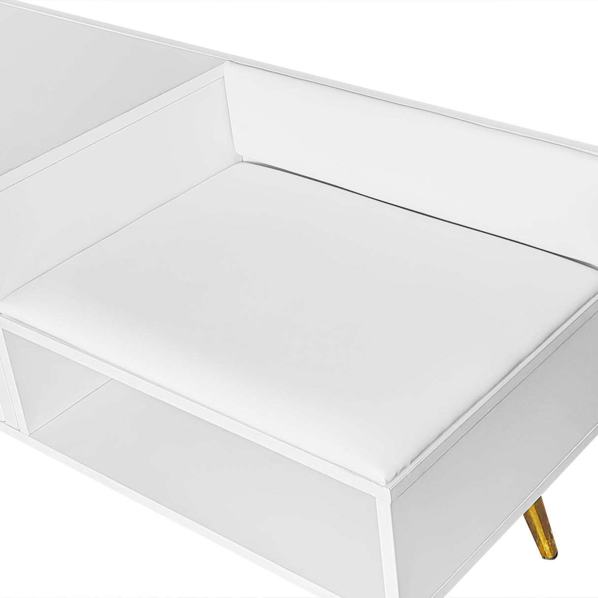 Modern Shoe Storage Bench with Hidden Storage and Upholstered Cushions for Bedside, Living Room and Entryway (White) - V.I.P Digital Presence