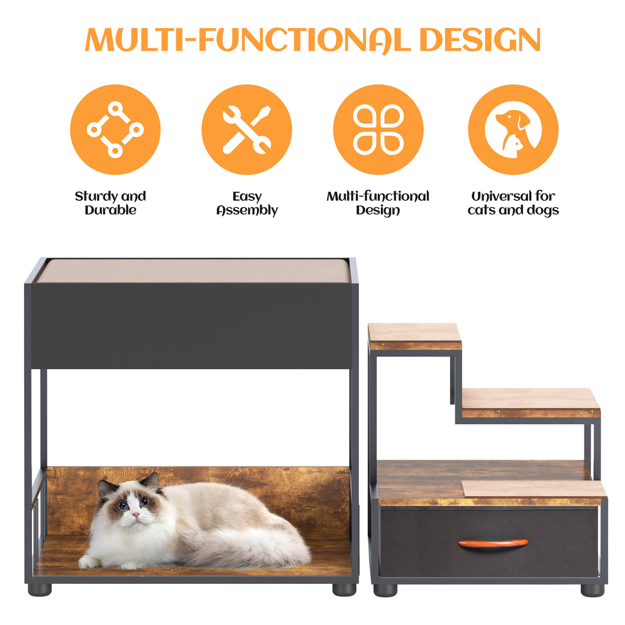 et Step Window Perch,Bunk Beds Window Perch for Dogs Bedside Lounge Elevated Dog Bed Multi-Level Platform with sponge Vintage - V.I.P Digital Presence