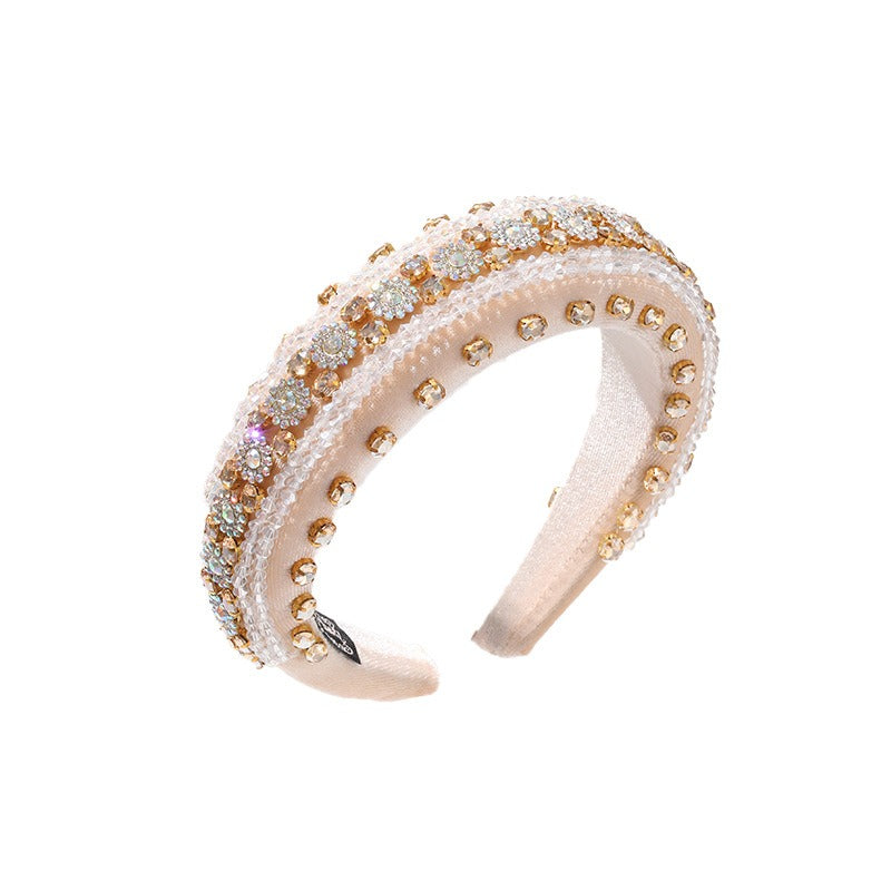 Retro Baroque colored glass drill sponge hair hoop - V.I.P Digital Presence
