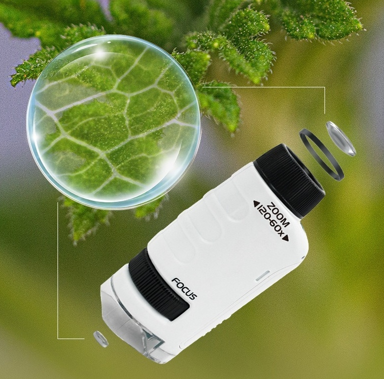 Microscopio bacteriano, juguete de experimento científico para estudiantes de escuela primaria, microscopio portátil de mano para niños, nivel profesional