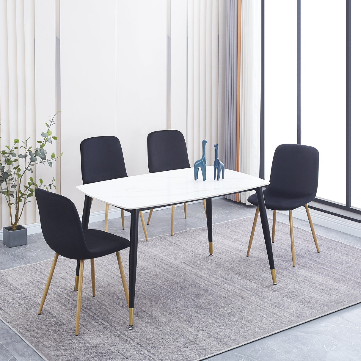 Dining Chair 4PCS(BLACK)Modern style New technology Suitable for restaurants cafes taverns offices
