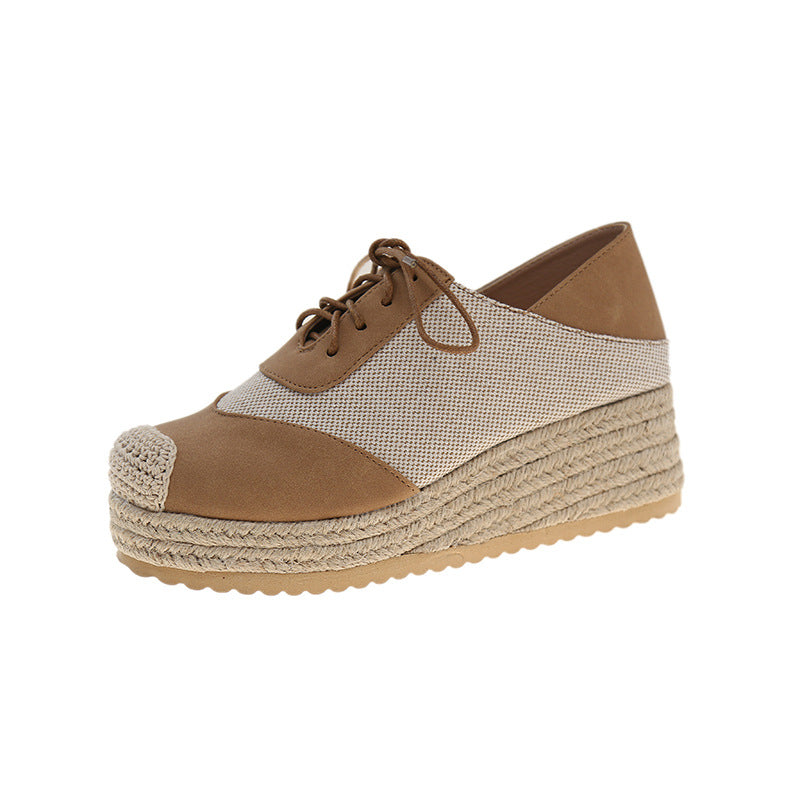Fisherman's shoes woven grass slope heel women's shoes waterproof front strap high-heeled slope heel fisherman's casual shoes - V.I.P Digital Presence