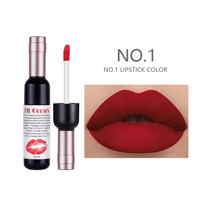 Fit Colors Red Wine Bottle Non-Stick Cup Matte Lip Gloss Matte Velvet Is Not Easy To Fade Lip Gloss Liquid Lipstick - V.I.P Digital Presence