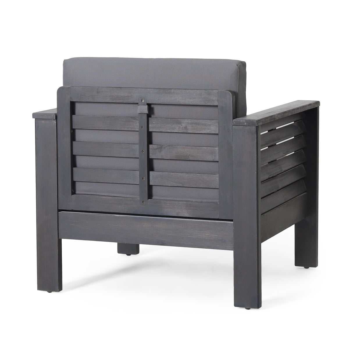 Outdoor Acacia Wood Club Chairs with Cushions, Dark Gray, 27.75"D x 32"W x 27.75"H - V.I.P Digital Presence