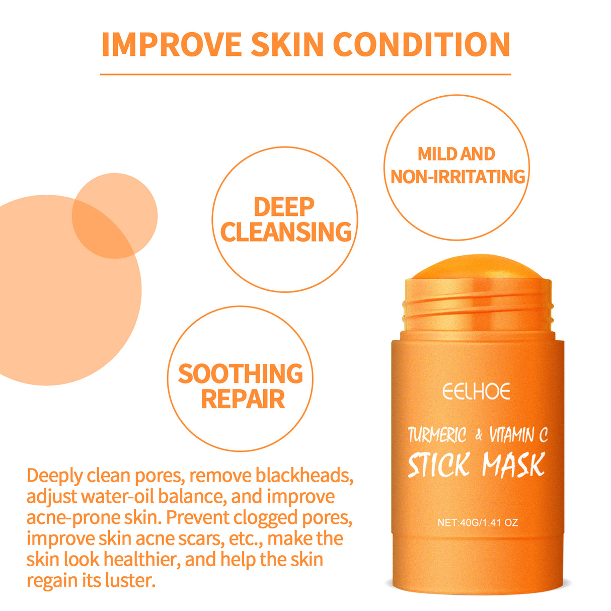 Ginger Yellow Mud Facial Mask Stick, Acne Removing Pore Shrinking Cleaning Solid Facial Mask - V.I.P Digital Presence