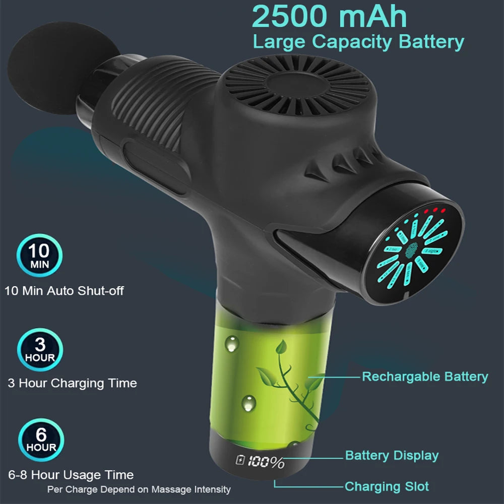 24V Lcd Touch Adjustment 12 Gears Lcd Screen Sports Muscle Deep Tissu Fascia Mini Massage Gun With Lcd Display - V.I.P Digital Presence