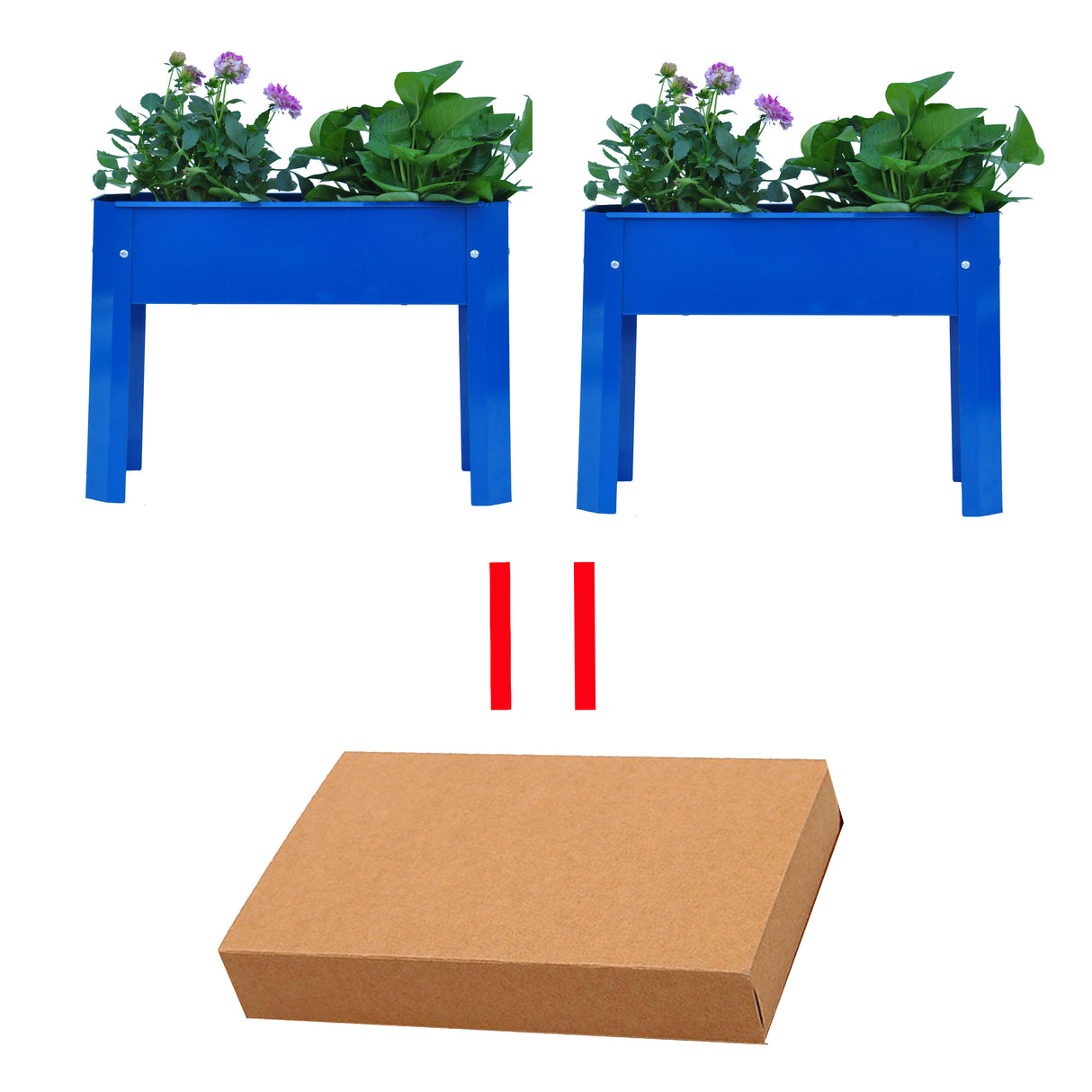 Elevated garden bed metal elevated outdoor flowerpot box suitable for backyard and terrace large flowerpot flower(Blue*2) - V.I.P Digital Presence