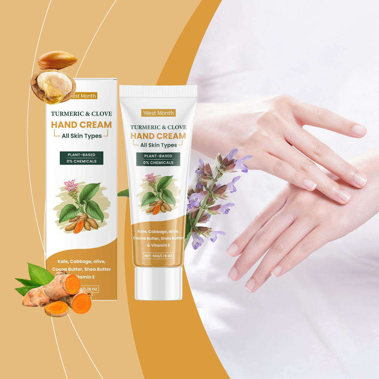 Crema de manos con aceite de clavo y cúrcuma: suave, hidratante y para manos secas en invierno.