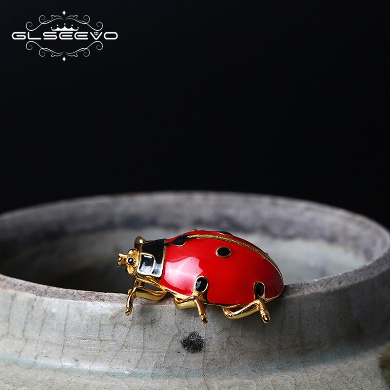 GLSEEVO 925 Sterling Silver Ladybug Brooch For Women Girls Daughter Gifts Cute Insectos Brooches Badge Handmade Jewellery - V.I.P Digital Presence