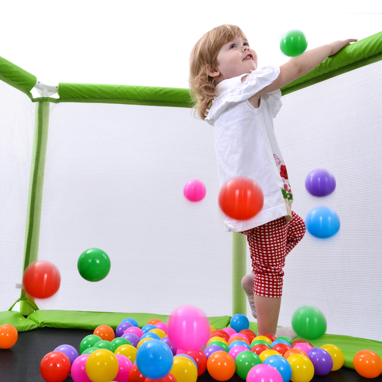 55'' Toddlers Trampoline with Safety Enclosure Net and Balls, Indoor Outdoor Mini Trampoline for Kids - V.I.P Digital Presence