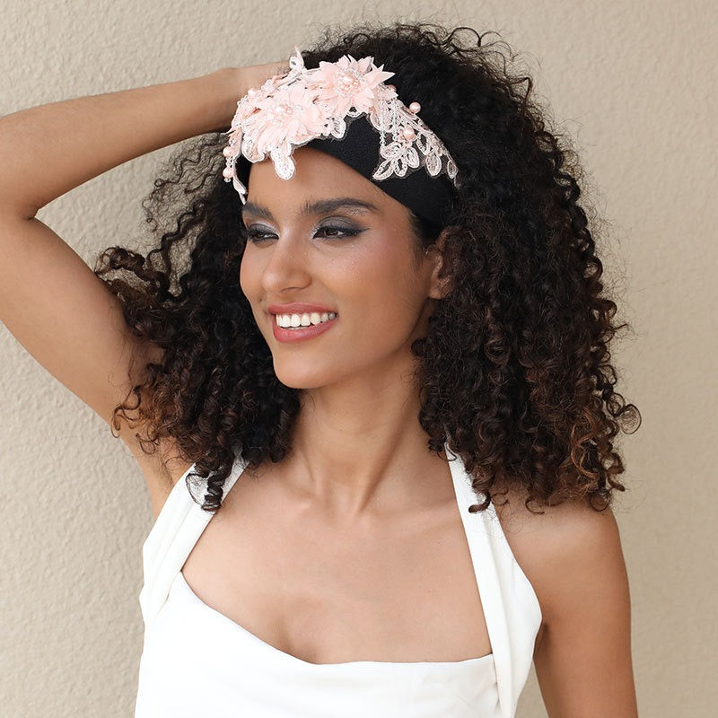 Hand embroidered three-dimensional simulation crystal flower headband pearl headband - V.I.P Digital Presence