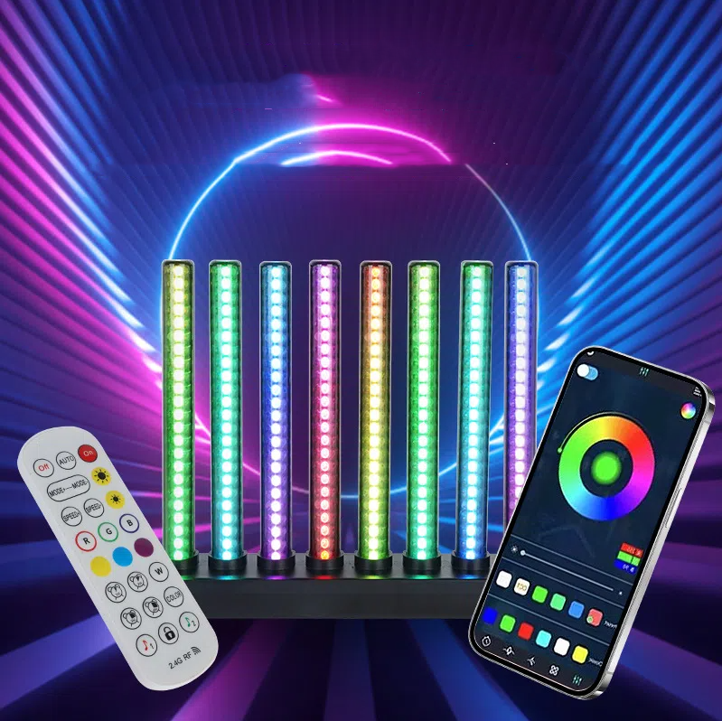 Striped RGB desktop ambient light, colorful ABS music rhythm e-sports bedroom desktop ambient light - V.I.P Digital Presence