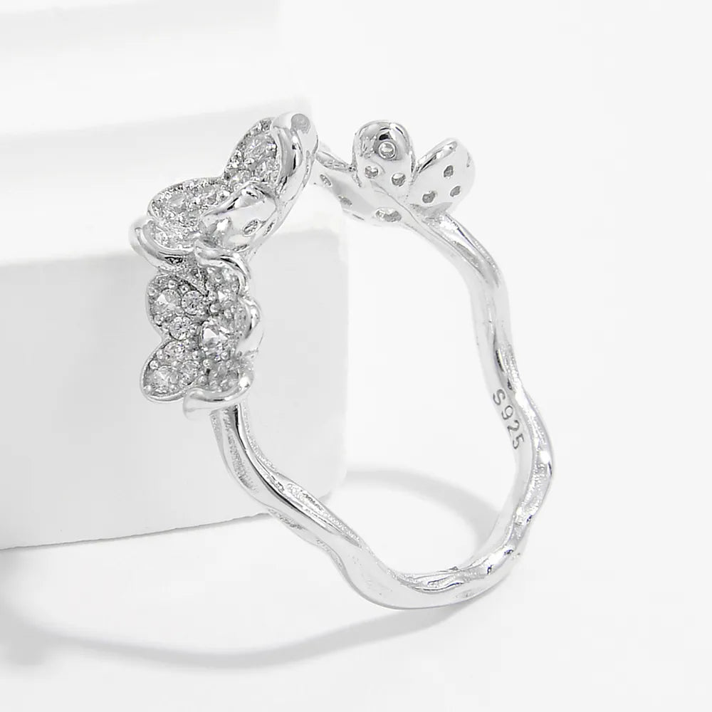 925 Sterling Silver Inlaid Zircon Open Ring - V.I.P Digital Presence
