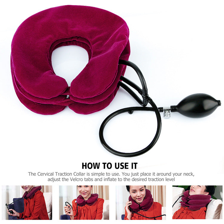 HailiCare Swan Neck Correction Artifact Cervical Traction Inflatable Portable Full Velvet Neck Guard - V.I.P Digital Presence