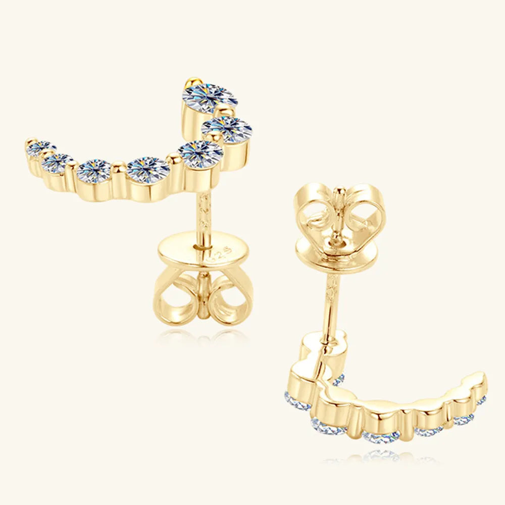 925 Sterling Silver Inlaid Moissanite Stud Earrings - V.I.P Digital Presence