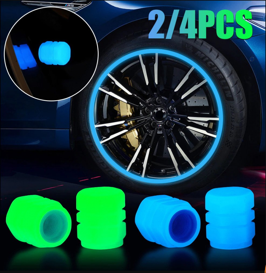 Tapa de válvula luminosa para neumático de coche, para vehículo eléctrico, motocicleta, boquilla de aire, cubierta luminosa para válvula de núcleo, universal