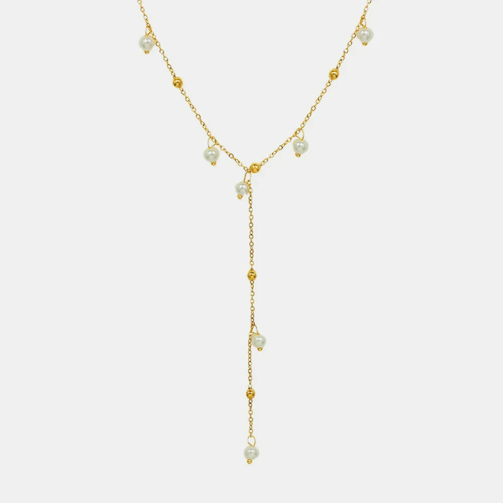 18K Gold-Plated Pearl Drop Necklace - V.I.P Digital Presence
