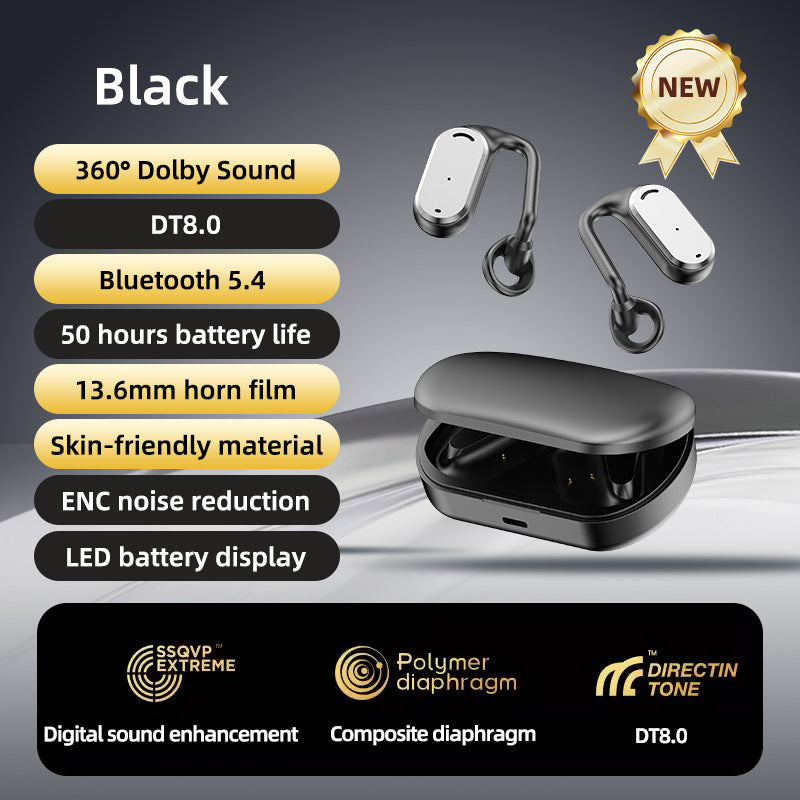 GT-R Bluetooth Earphones Hanging Ear Bone Conduction Wireless Bluetooth Earphones Long Range Office Business Digital Display Screen - V.I.P Digital Presence