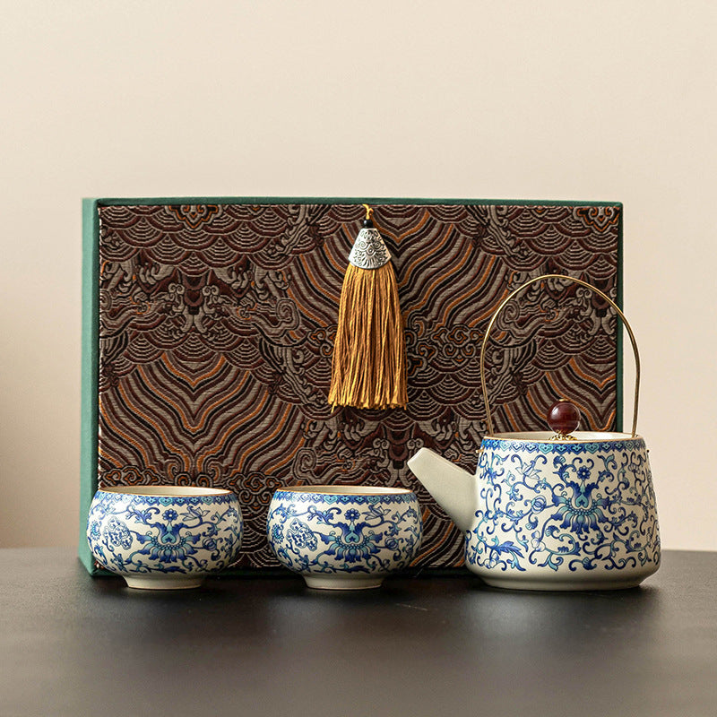 Ru Kiln Light Luxury Tea Set Gift Box for Giving to Elderly Companions - V.I.P Digital Presence