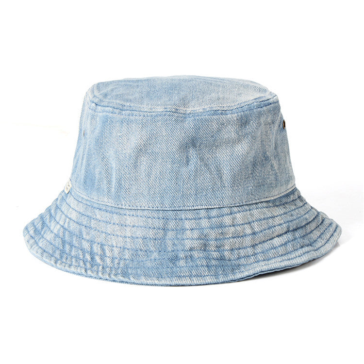 Washed denim fisherman hat for men and women in summer, Korean version, Japanese art, old flat top sunshade cloth hat, sun protection basin hat - V.I.P Digital Presence