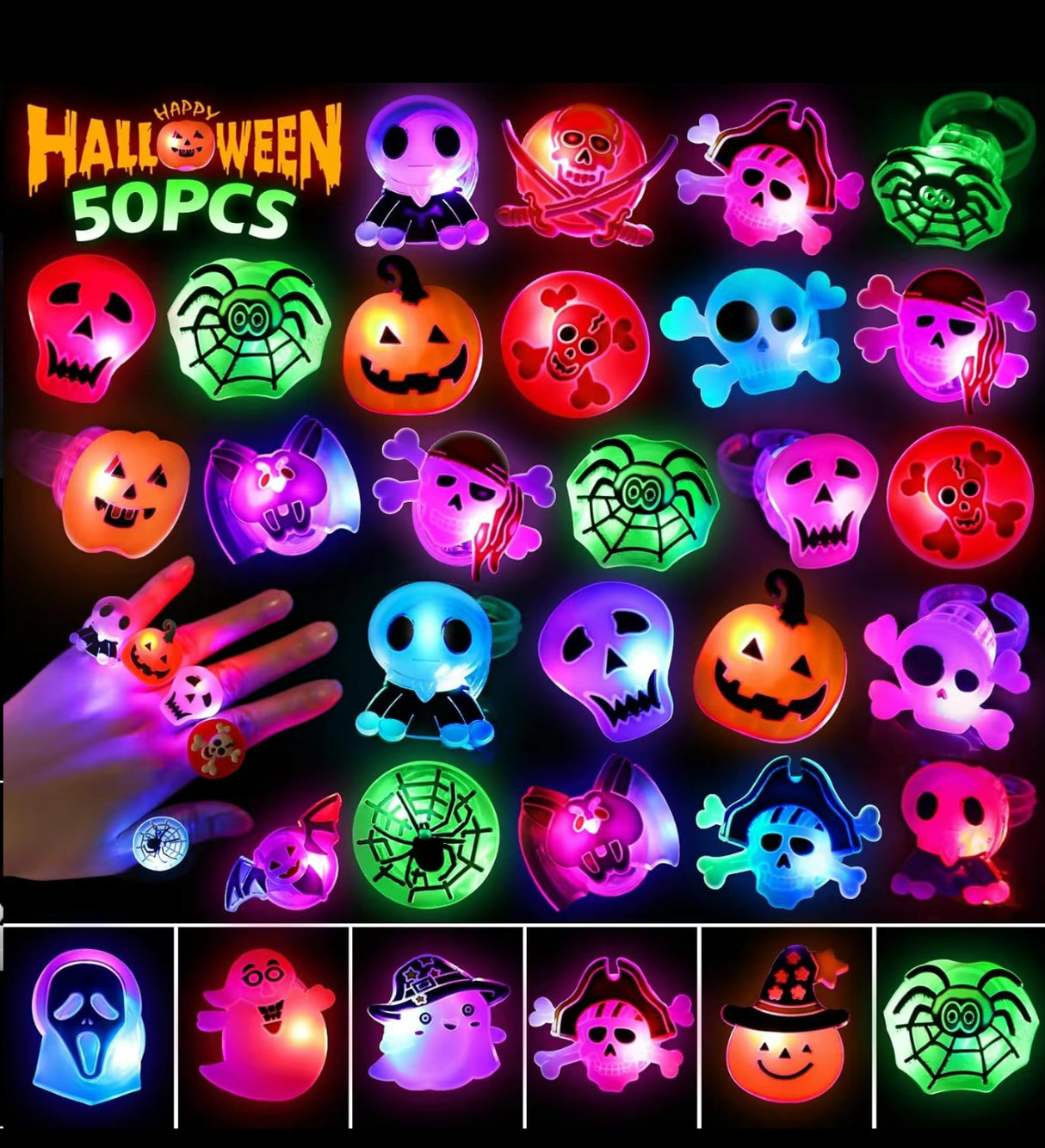 GlowFright Halloween Rings