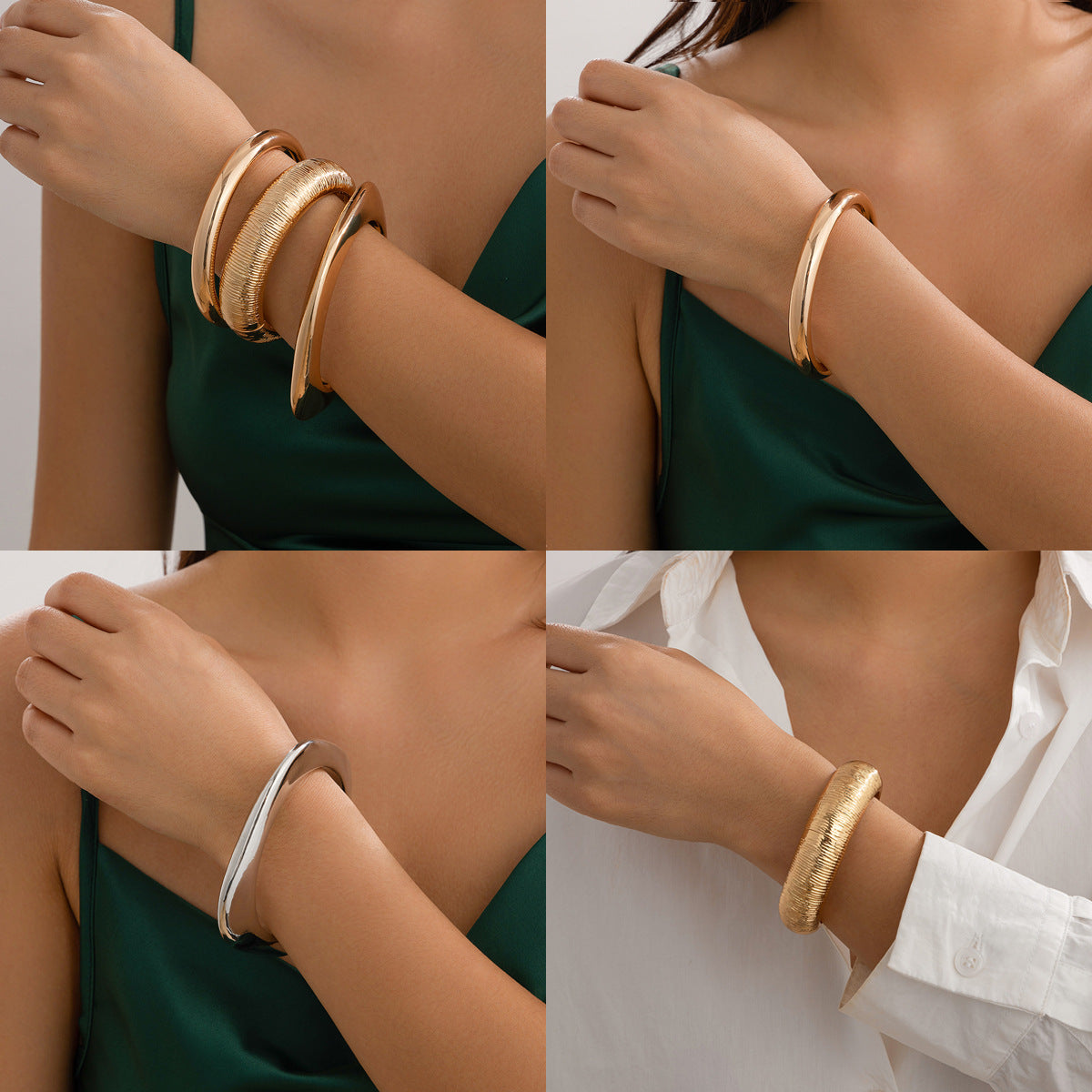 Design sense: Geometric square smooth circular ring bracelet, niche hollow alloy bracelet - V.I.P Digital Presence