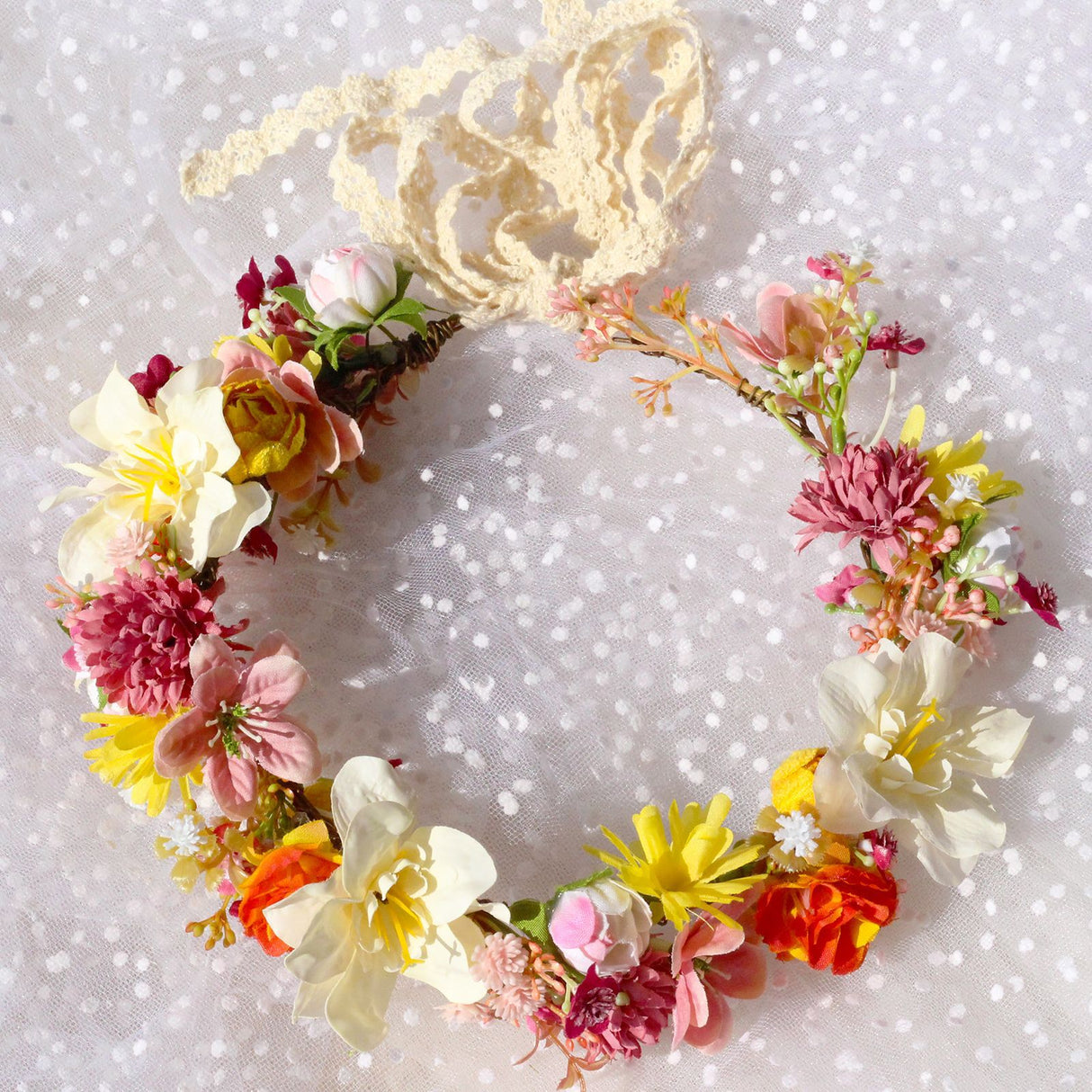 Autumn Flower Wreath Headwear Handmade Fabric Headflower Wedding Headband Bridal Ladies Scenic Photography Flower Wreath - V.I.P Digital Presence