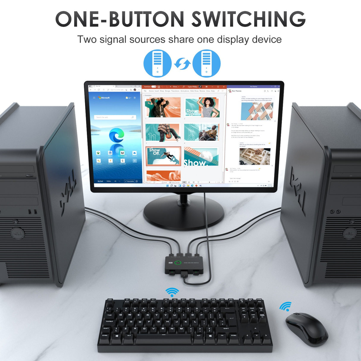 KVM switch for 2 computers to share keyboard mouse printer high-definition display USB/HDMI - V.I.P Digital Presence