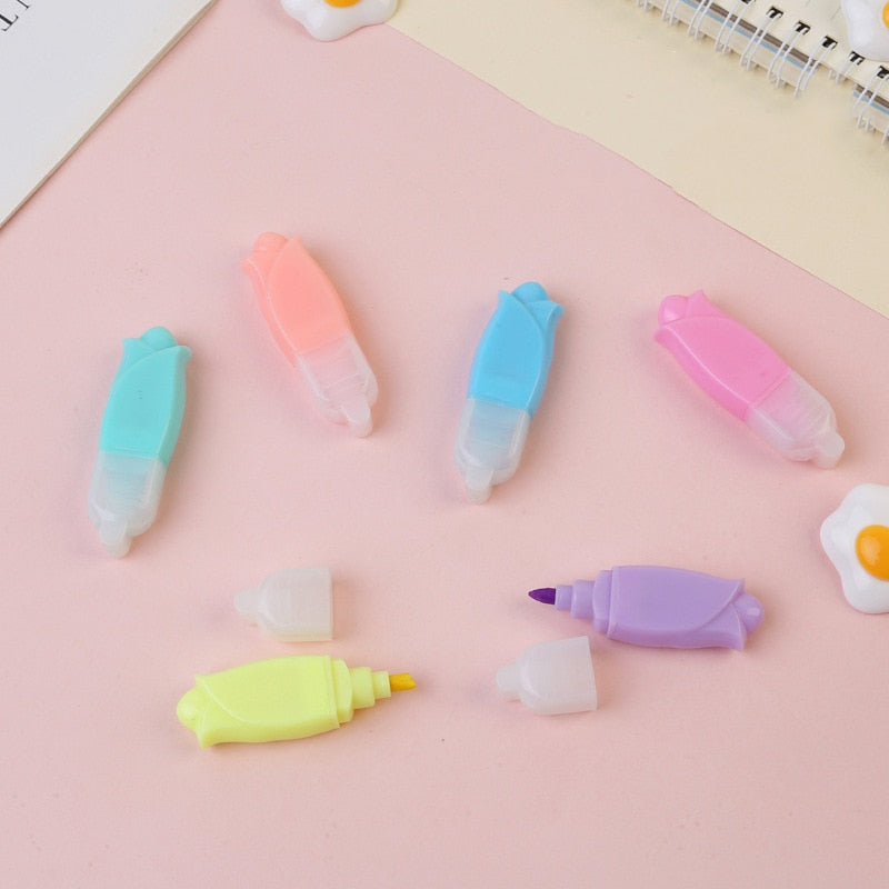 1 mini resaltador bonito con dibujos animados, marcador de pintura, material de papelería para la escuela y la oficina, cápsula de vitaminas Kawaii divertida.