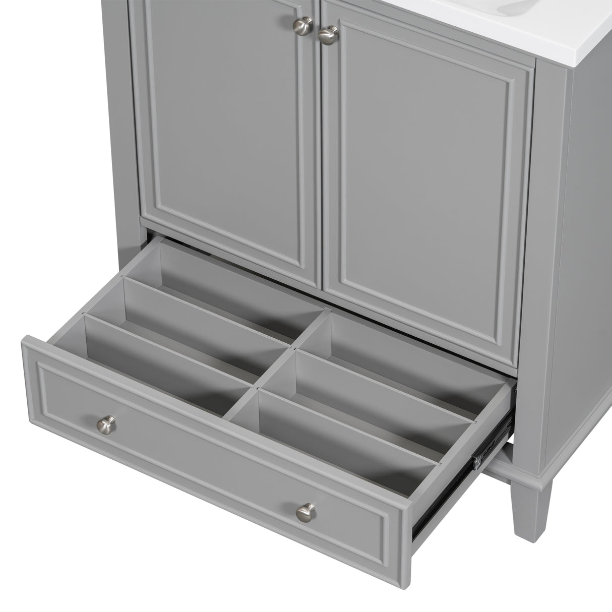 30inchgrey Bathroom Vanity with Sink ComboMulti-functional Bathroom Cabinet with Doors and Drawer Solid Frame and MDF Board - V.I.P Digital Presence