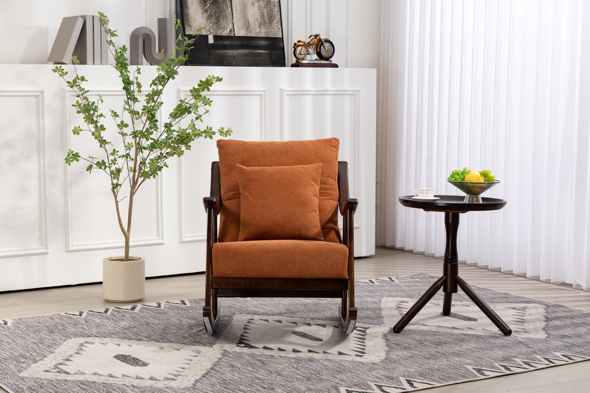 woven fabric Mid Century Modern Accent Chairs Comfy Upholstered Glider Arm Chair with Solid Wood for Living Room Bedroom Balcony - V.I.P Digital Presence