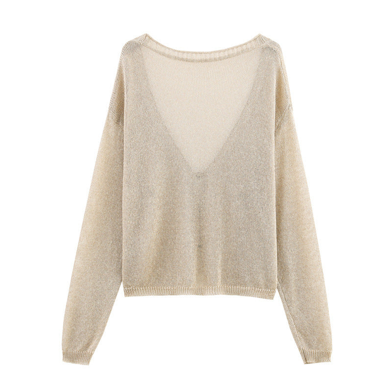 Style Women's Fashion Casual Versatile Long Sleeve Loose Single Breasted Knit Jacket - V.I.P Digital Presence