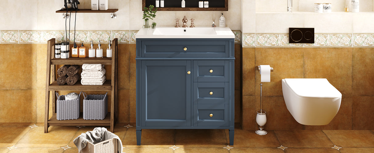 30 inch bathroom vanity with top sink, storage cabinet with 2 drawers and 1 drawer, single sink bathroom vanity - V.I.P Digital Presence