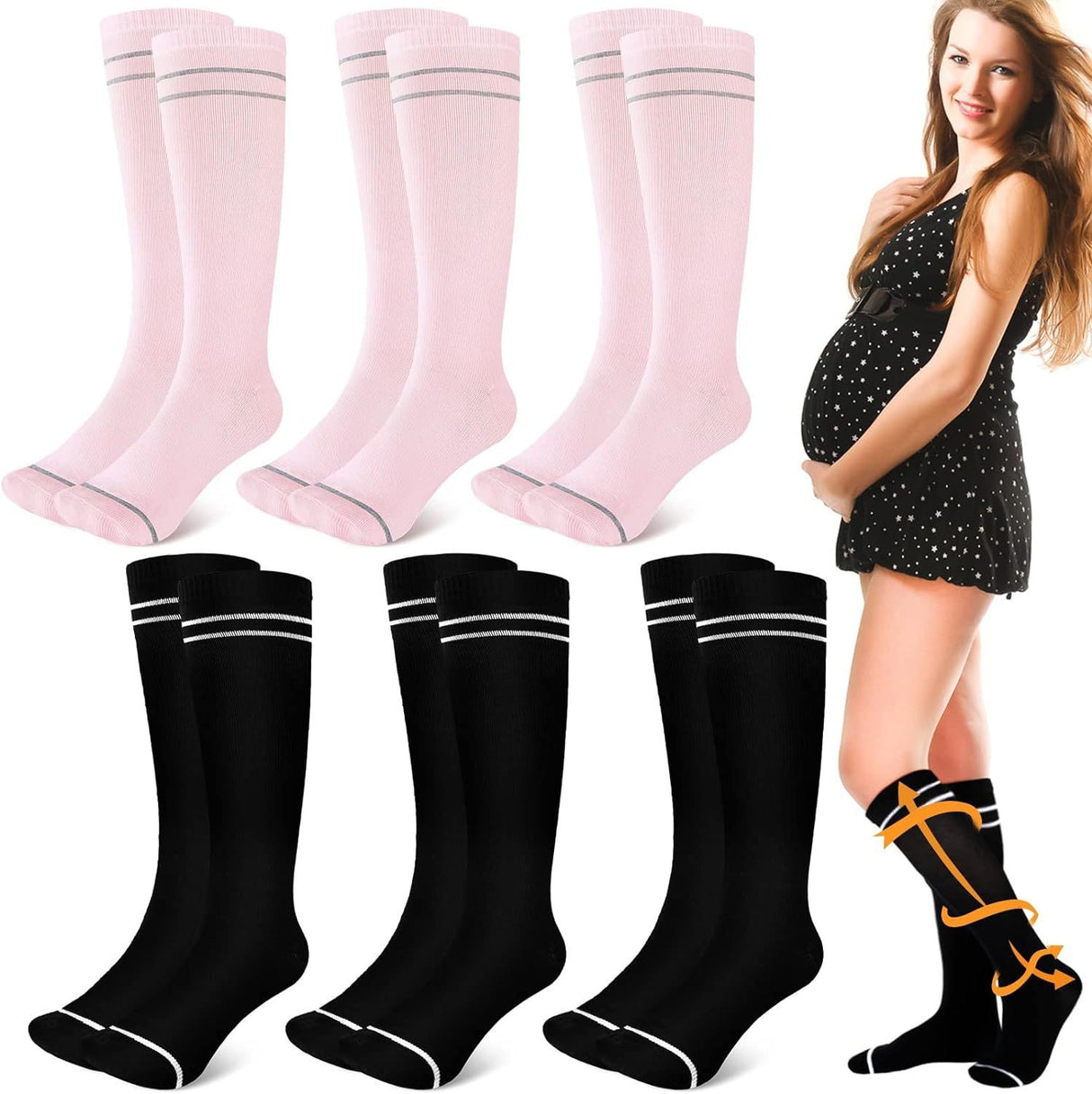 Pregnant women's elastic compression socks mid length calf socks pressure socks women's jump rope elastic cycling socks - V.I.P Digital Presence