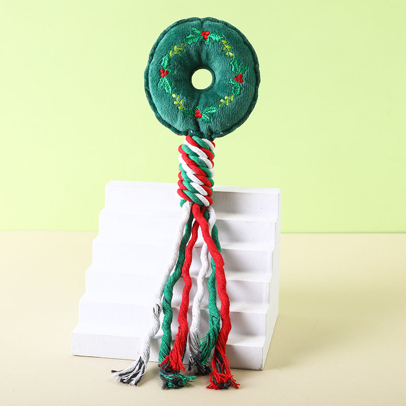 Christmas Cotton Rope Pet Plush Toy Teeth Grinding Durable Cartoon Self Hi Dog Toy Cat Supplies - V.I.P Digital Presence