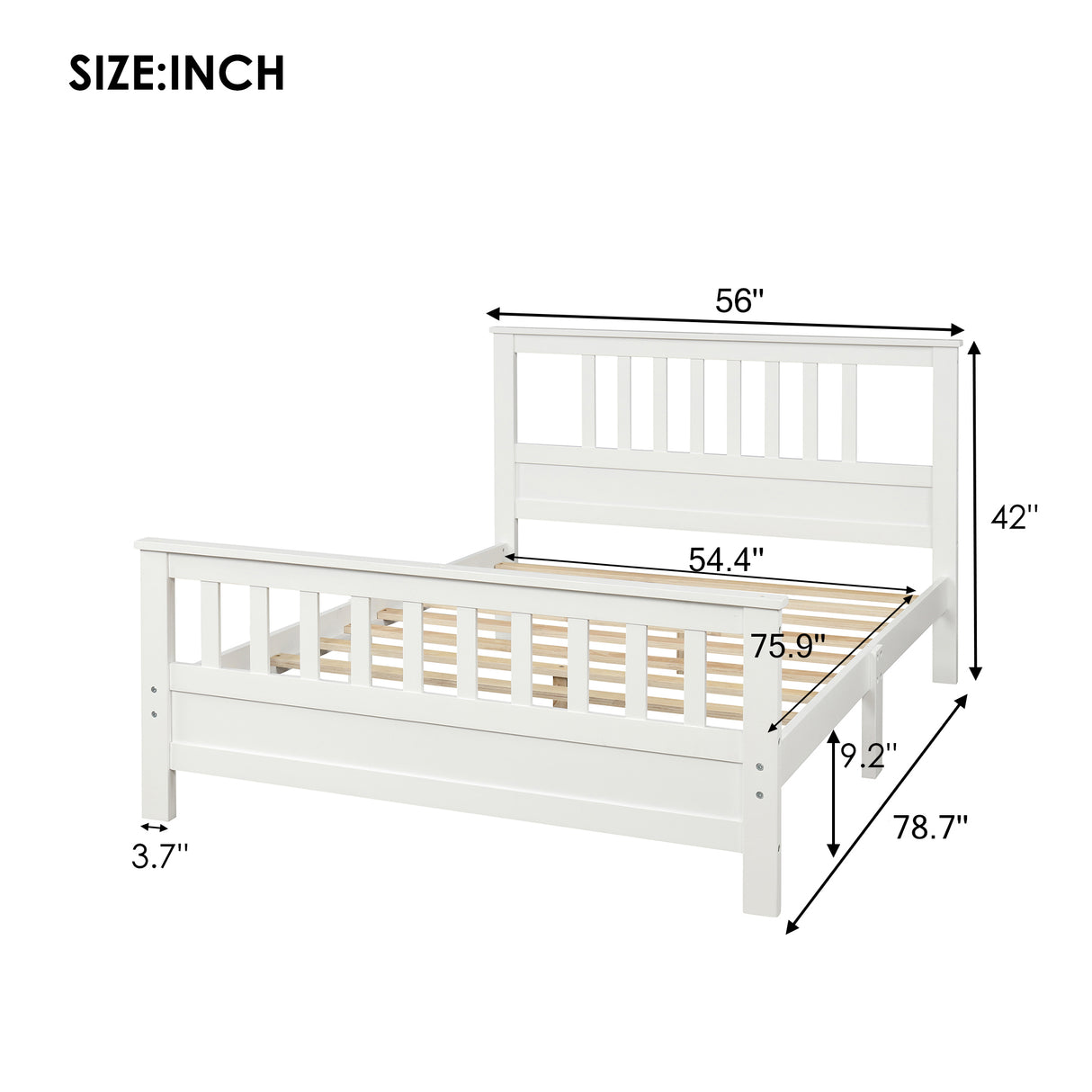 Wood Platform Bed with Headboard and Footboard Full