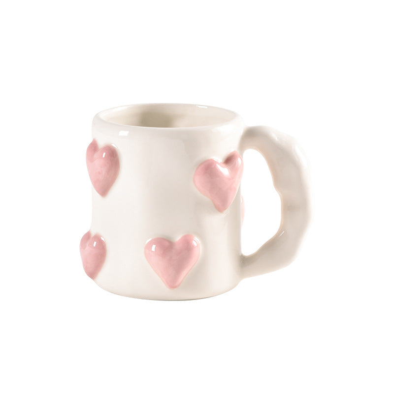 Peach Heart Ceramic Cup High Beauty Pink Girl Heart Mug Couple Water Cup Home Coffee Cup - V.I.P Digital Presence