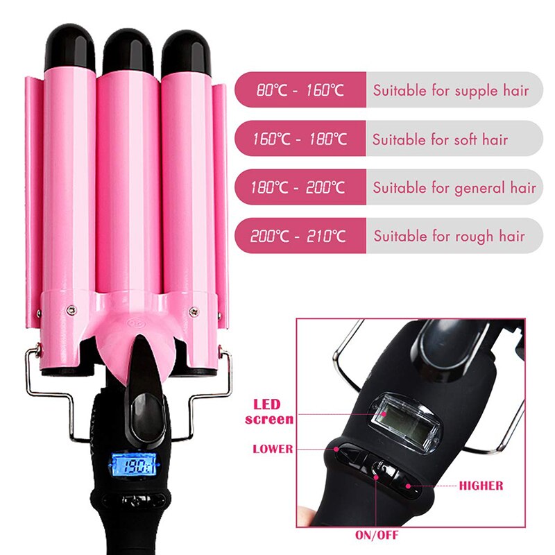 New Arrival Hair Curling Iron LED Ceramic Triple Barrel Hair Curler Irons Hair Wave Waver Styling Tools Hair Styler Wand - V.I.P Digital Presence