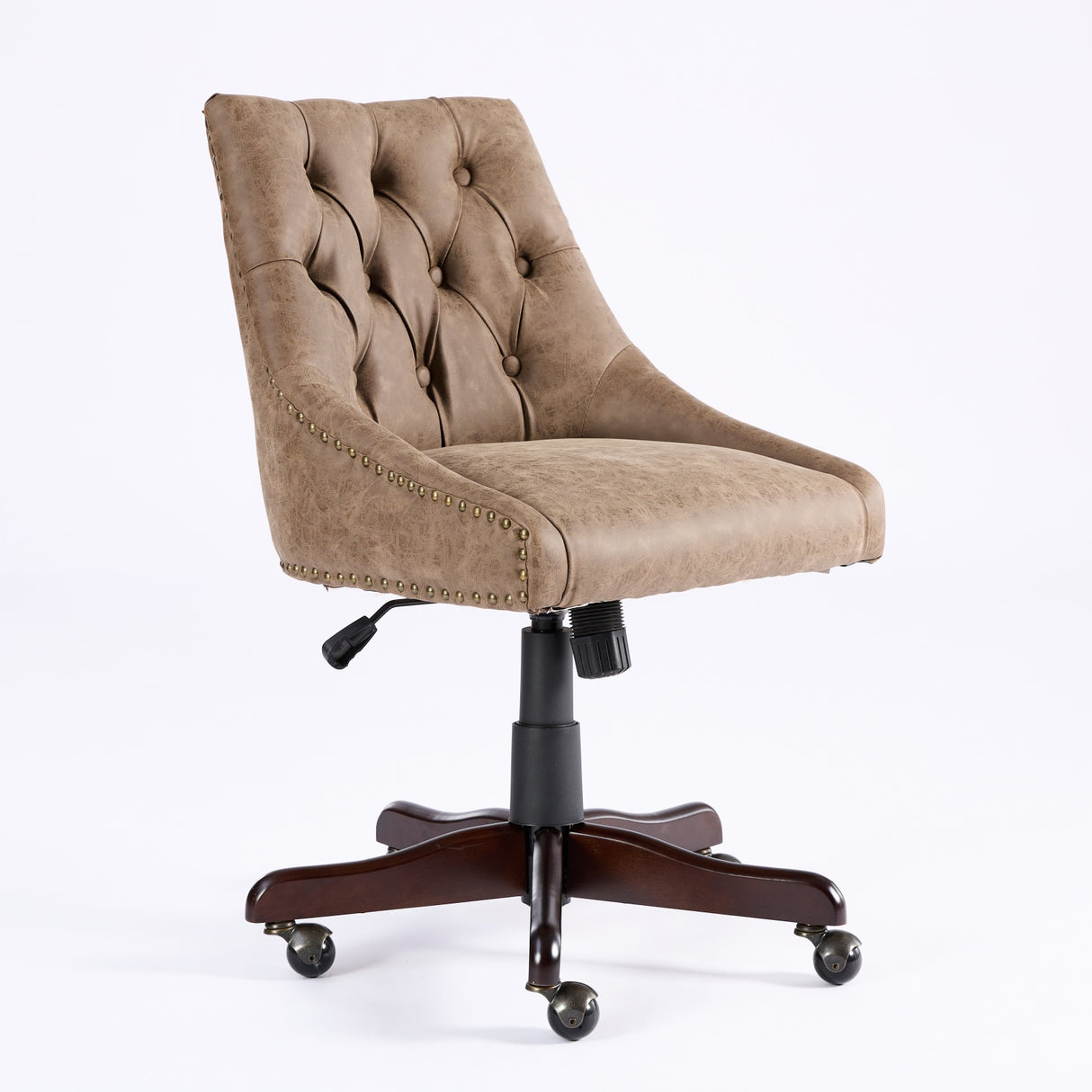 Medieval retro style sheepskin patterned home office chair with lifting, rotating, and tilting functions, brown - V.I.P Digital Presence