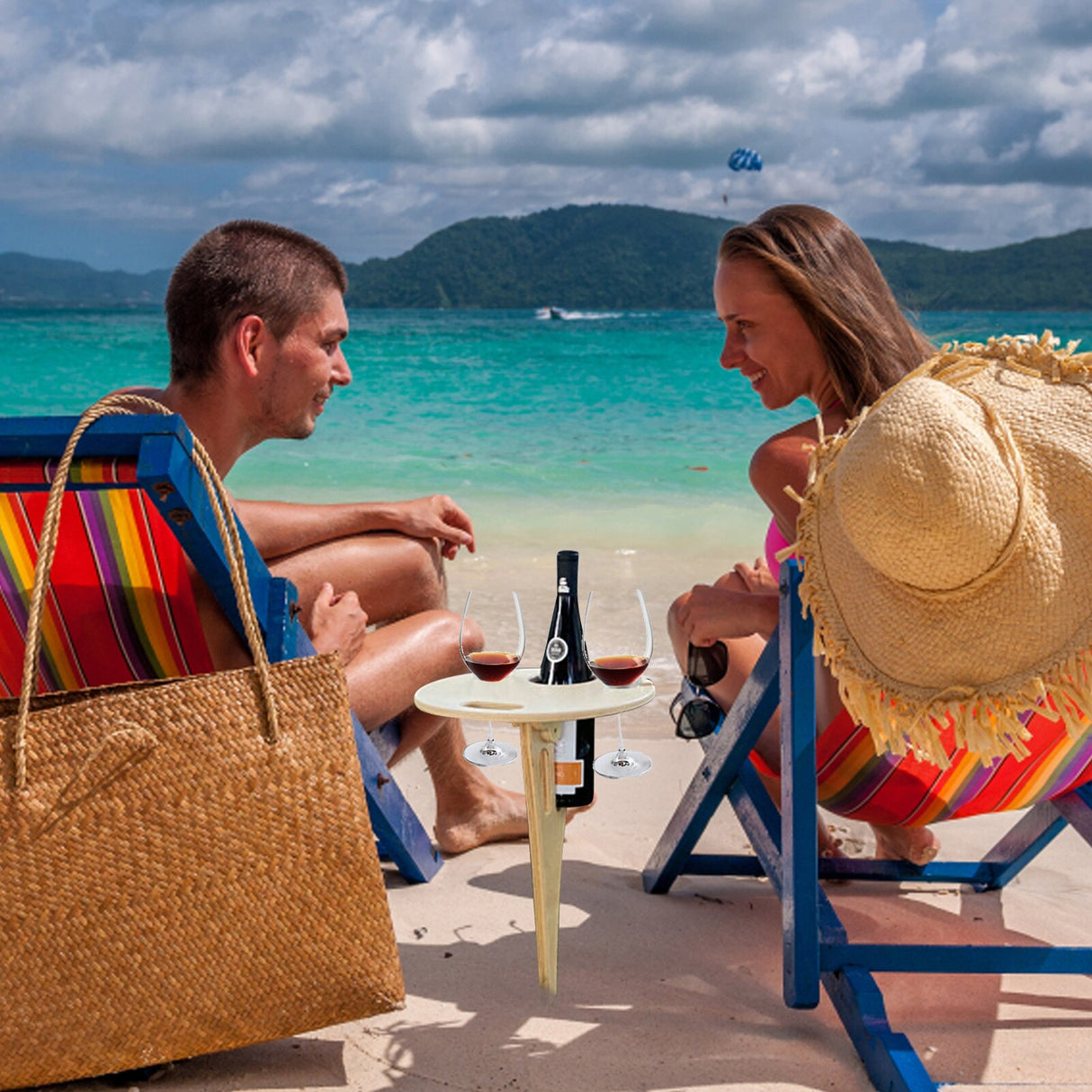 Outdoor Wine Table Foldable Round Desktop Mini Wooden Picnic Table Easy To Carry Wine Rack Support - V.I.P Digital Presence