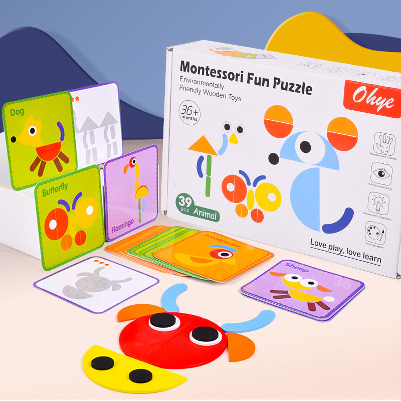 Children's Montessori fun geometry creative puzzle board puzzle development thinking early childhood enlightenment wooden toys - V.I.P Digital Presence