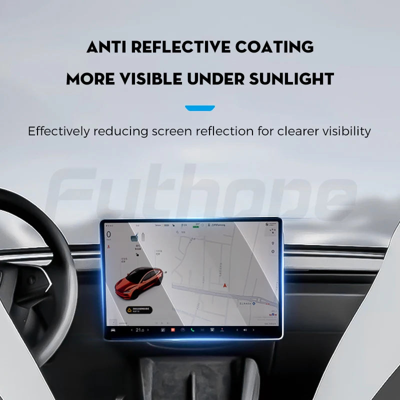 Futhope Tempered Glass Screen Protector For Tesla Model 3 Highland Y 2021-2024 Matte Glare HD Center Control Film Protection - V.I.P Digital Presence