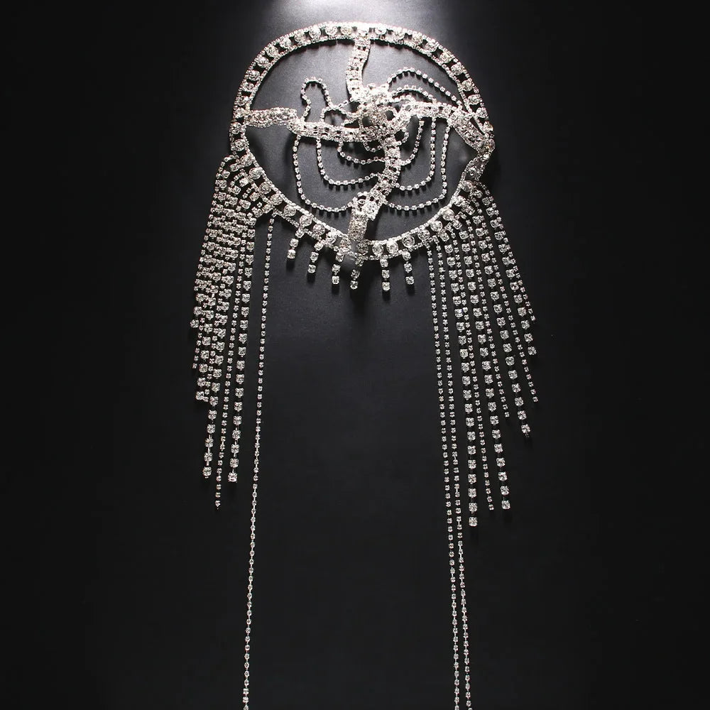 New Tassel Hair Chain Bridal Headpiece for Women Rave Accessories Stage Rhinestone Geometric Head Chain Hat Jewelry Gifts - V.I.P Digital Presence