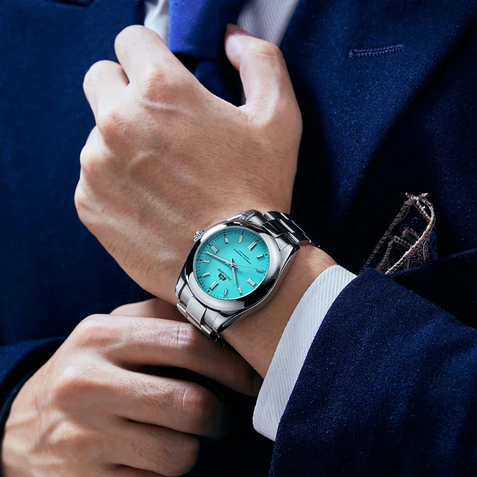 Automatic Watch for Men Mechanical Stainless Steel Luxury Red Yellow Sky Blue Green Colorful Rainbow 41mm Reloj Hombre Baratos - V.I.P Digital Presence