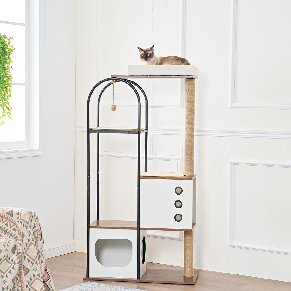 cat climbing frame,Cat Tree,Modern Cat Tower, Multi-Level Cat Condo with 1 Caves,2 Scratching Posts,Perch,for Indoor Cats - V.I.P Digital Presence