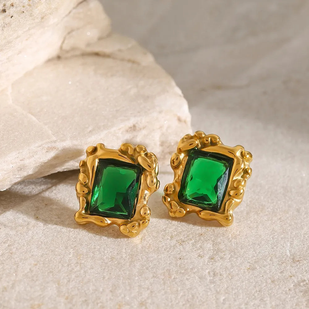 Stainless Steel Zircon Geometric Earrings - V.I.P Digital Presence