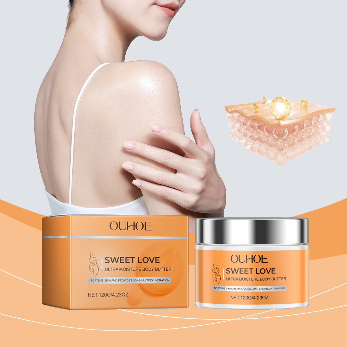 Loción corporal hidratante con dulce fragancia, fragancia natural, delicada, tacto suave, hidratante sin sensación pegajosa.