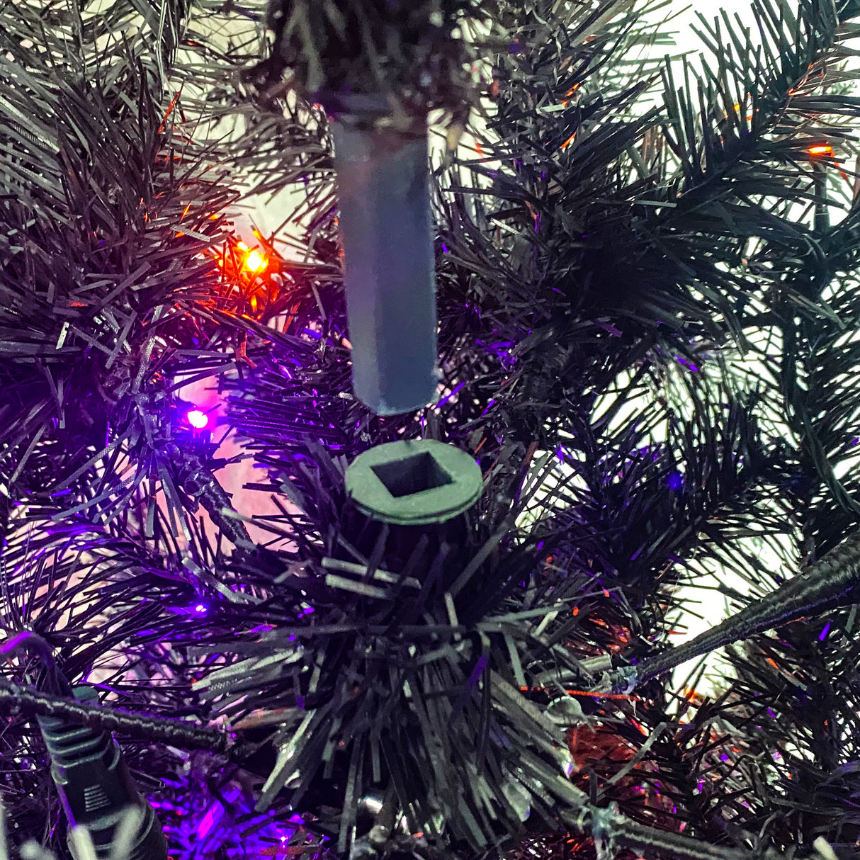 6FT artificial fir curved top Halloween tree, with 1080 lush branch tips and 300 LED lights in a Christmas and Halloween style - V.I.P Digital Presence
