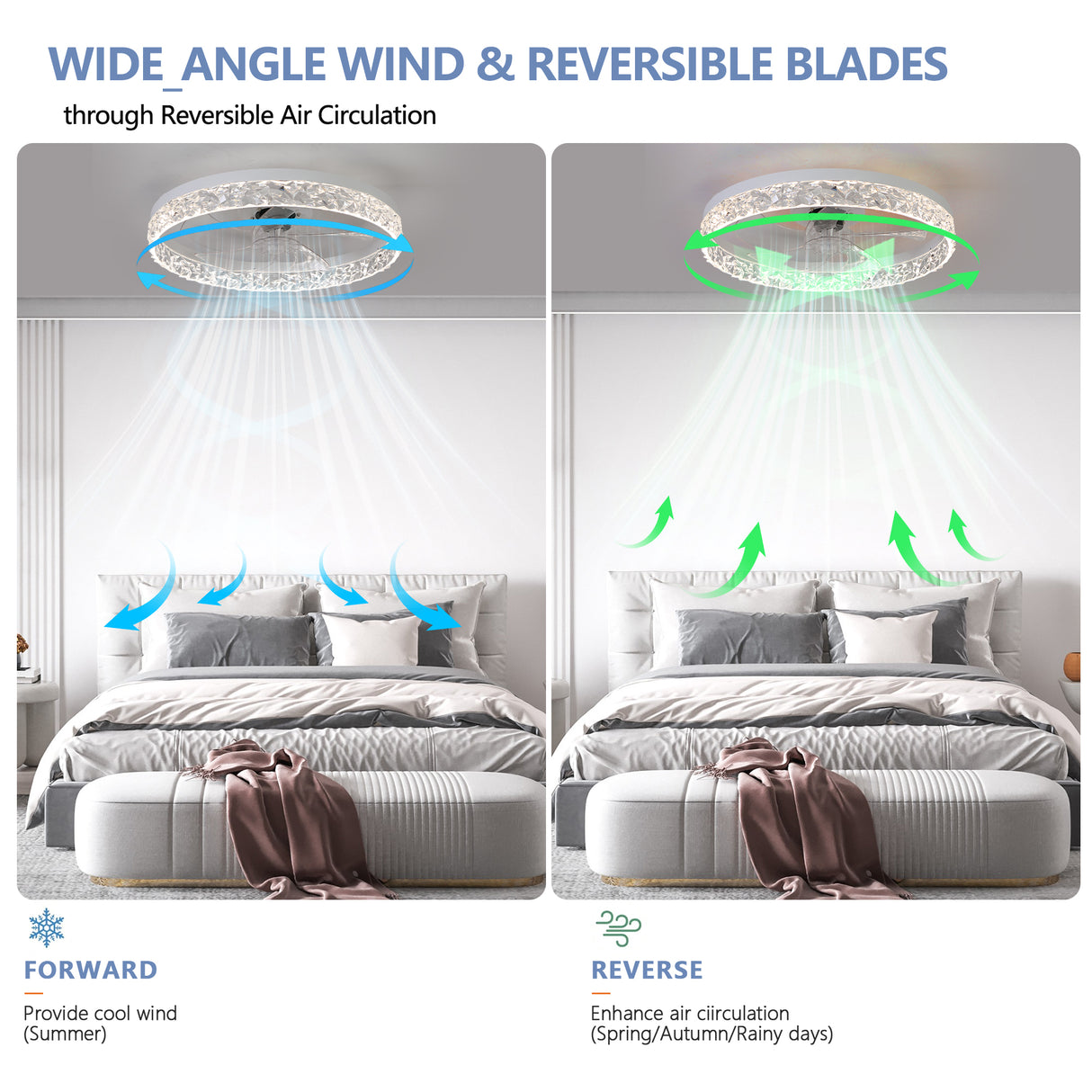 Modern acrylic ceiling fan light with remote control, dimmable LED pendant light, 6-speed adjustable, silent motor - V.I.P Digital Presence