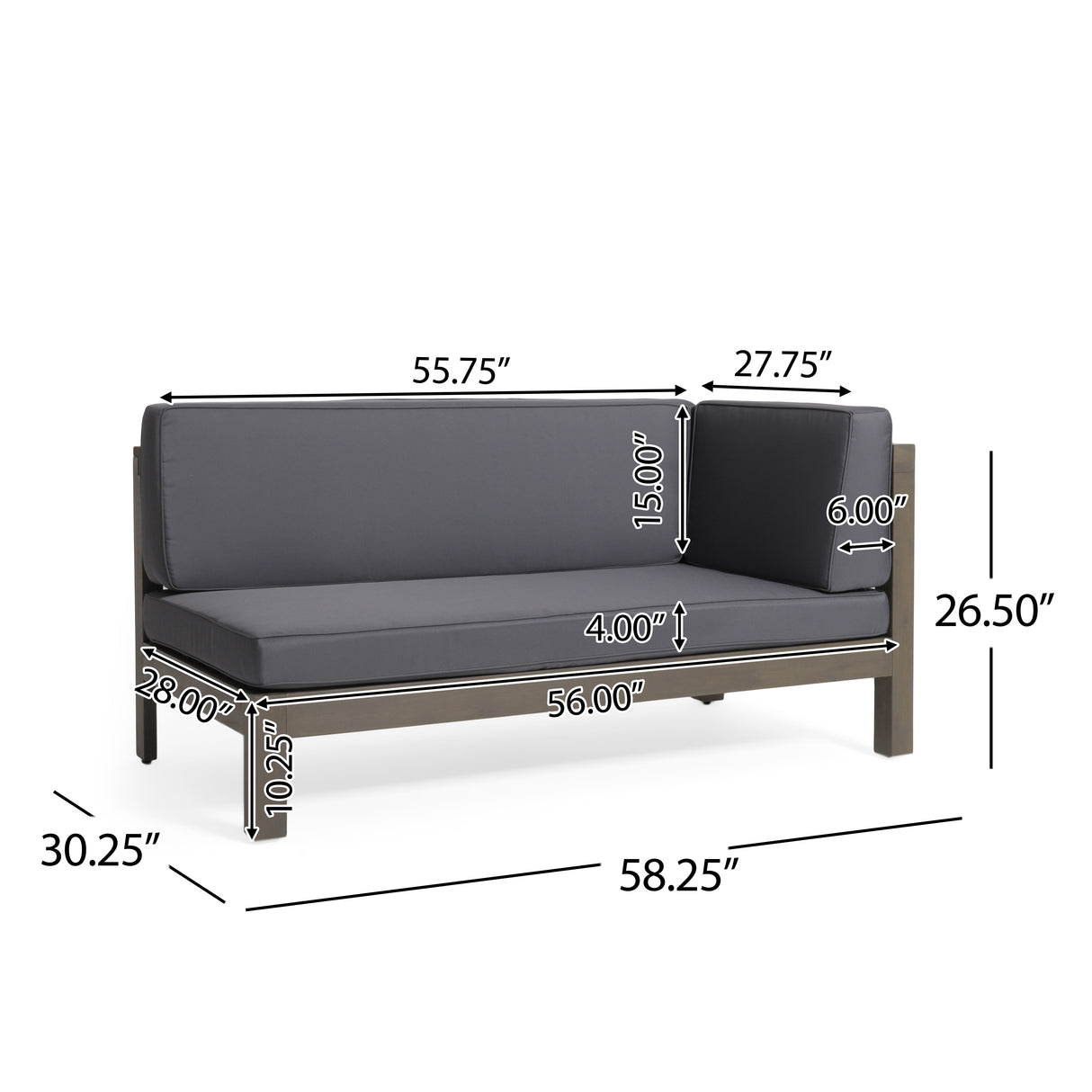 BRAVA X-BACK RIGHT CORNER BENCH, DARK GREY - V.I.P Digital Presence